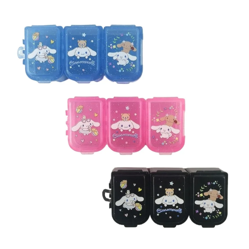 

Sanrio cinnamon roll three-compartment mini portable storage box cartoon cute pendant detachable combination medicine box gift