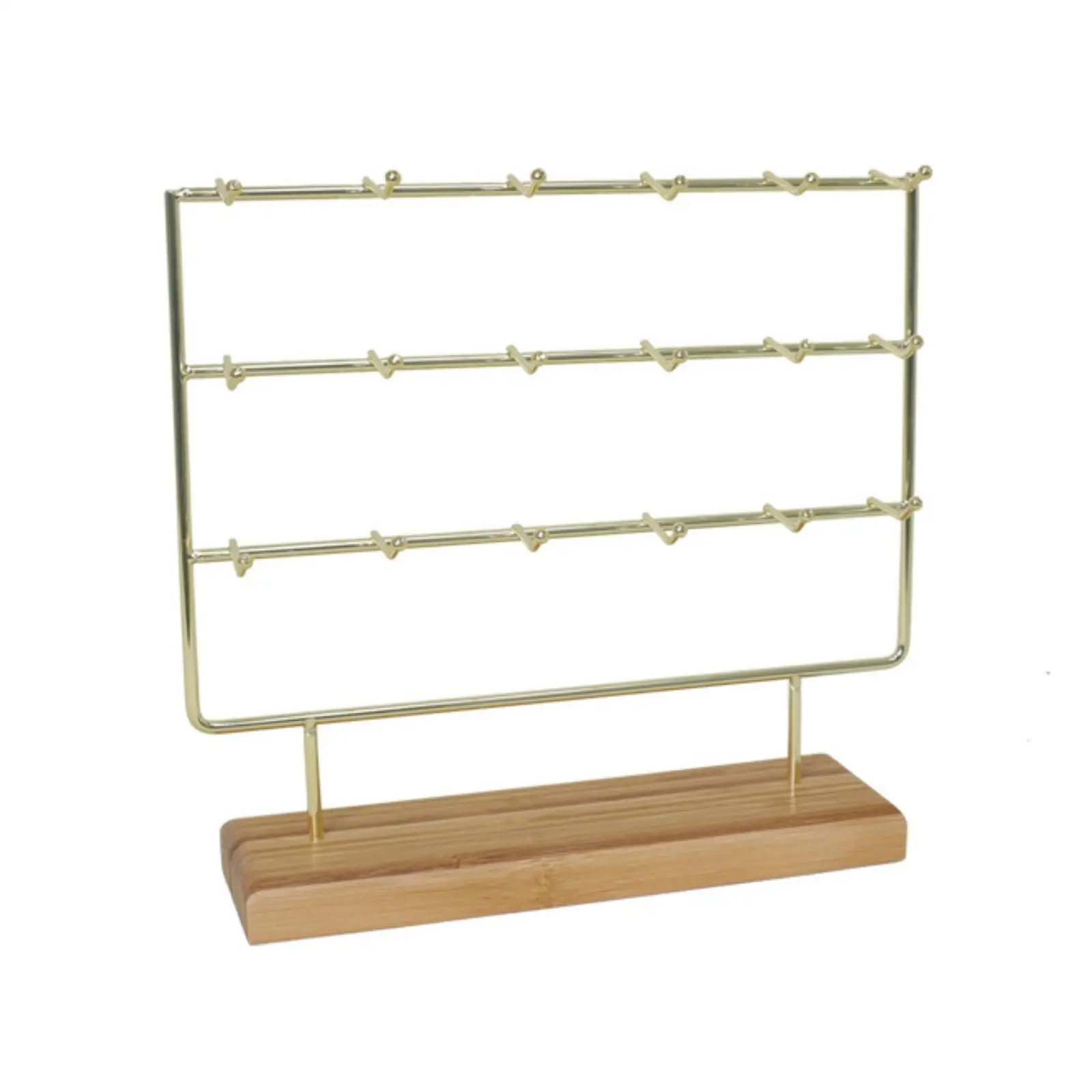 Freestanding Jewelry Stand with Hooks Compact Jewelry Display Rack Multi-Tier Necklace Holder with Wooden Base Sturdy