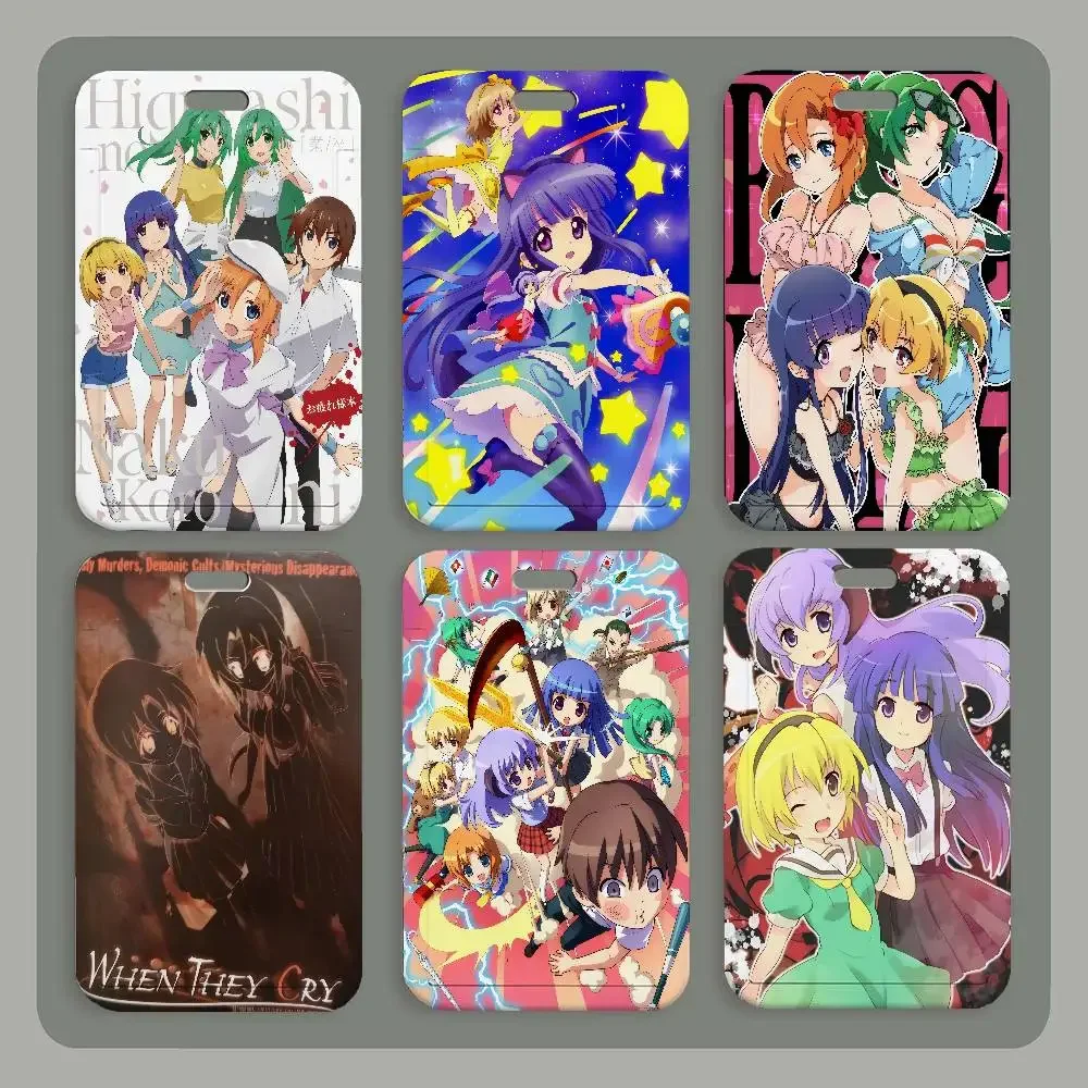 Classic ANIME Higurashi When They Cry Cute Collection ID Card Holder Neck Strap Pendant Door Badge Holder