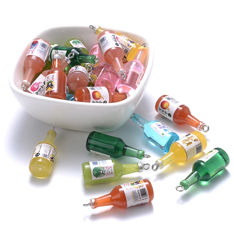 10Pcs/Lot 10x13mm 7 Color Glass Sake Bottle Pendant For Jewelry Necklace Bracelet Making DIY Findings Charms Pendant Keychain
