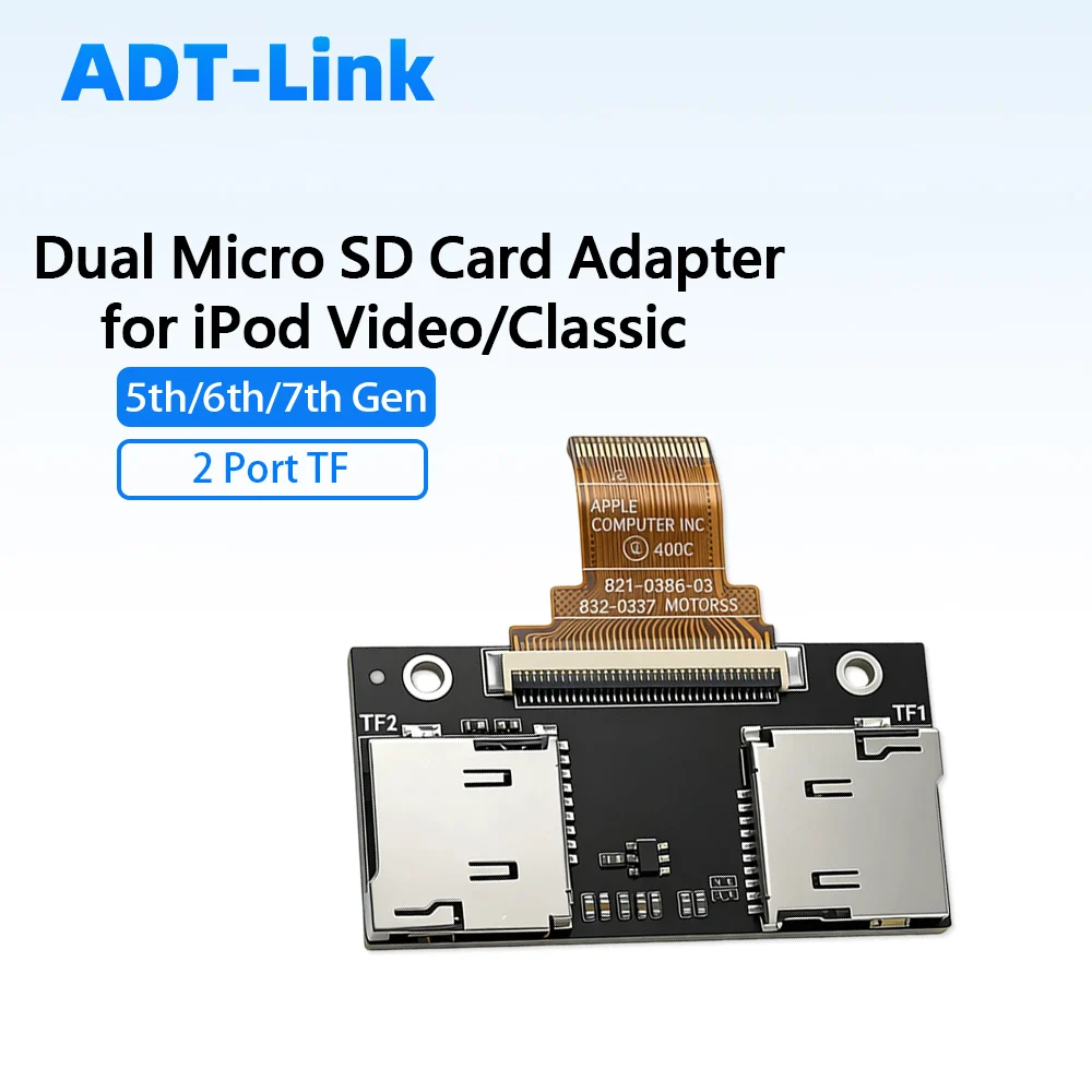 2 Port / Dual TF (Micro SD) Card Adapter for IPod Video / IPod Classic 3-7 Devices 5.5th 6th 7th Gen IFlash TF to CE/ZIF40
