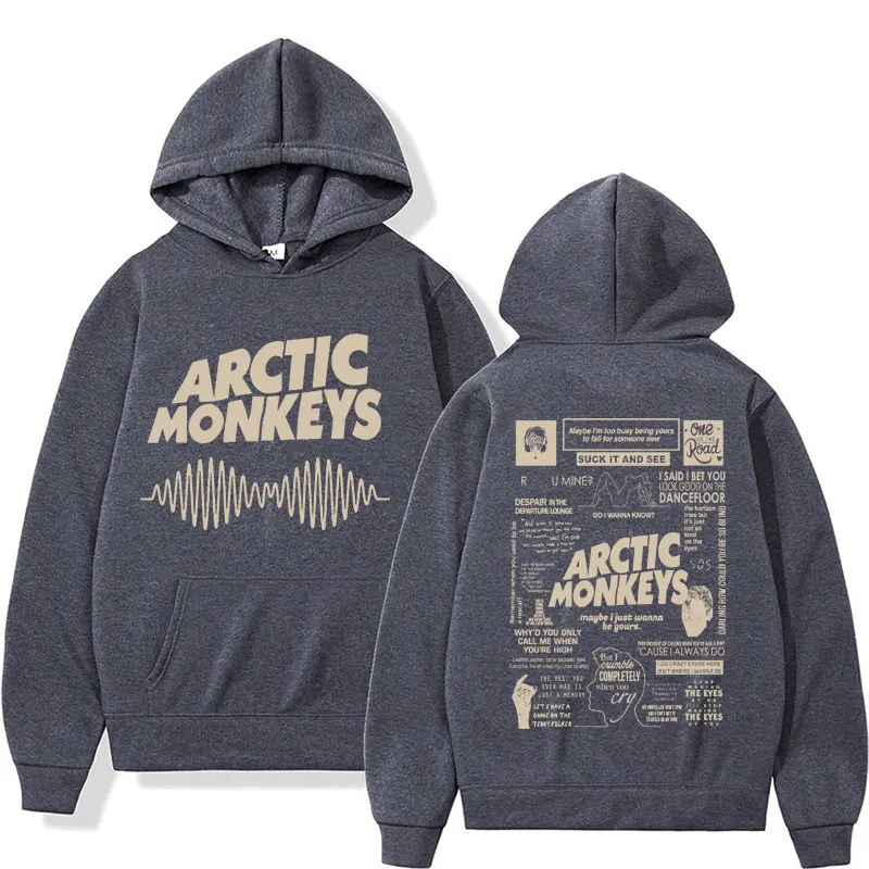 Retro Arctic Monkeys Music Tour Double Sided Print Hoodies Men Women Harajuku Hip Hop Sweatshirt Oversized Y2K Hoodie Streetwear