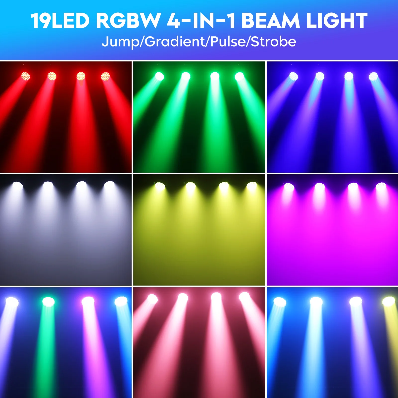 4 قطعة أضواء غسيل التكبير 19x15 واط شعاع تتحرك رئيس ضوء المرحلة جهاز عرض إضاءة RGBW LED تأثير الضوء لعرض مسرح الحفل المباشر