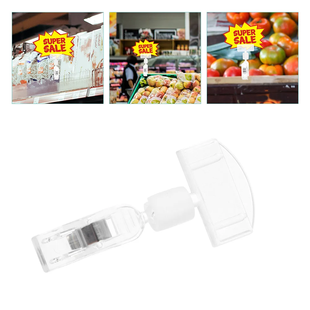 25pcs Advertising Clip Transparent Acrylic Double Display Label Sign Holder Price Tag Merchandise Folder Easy Install