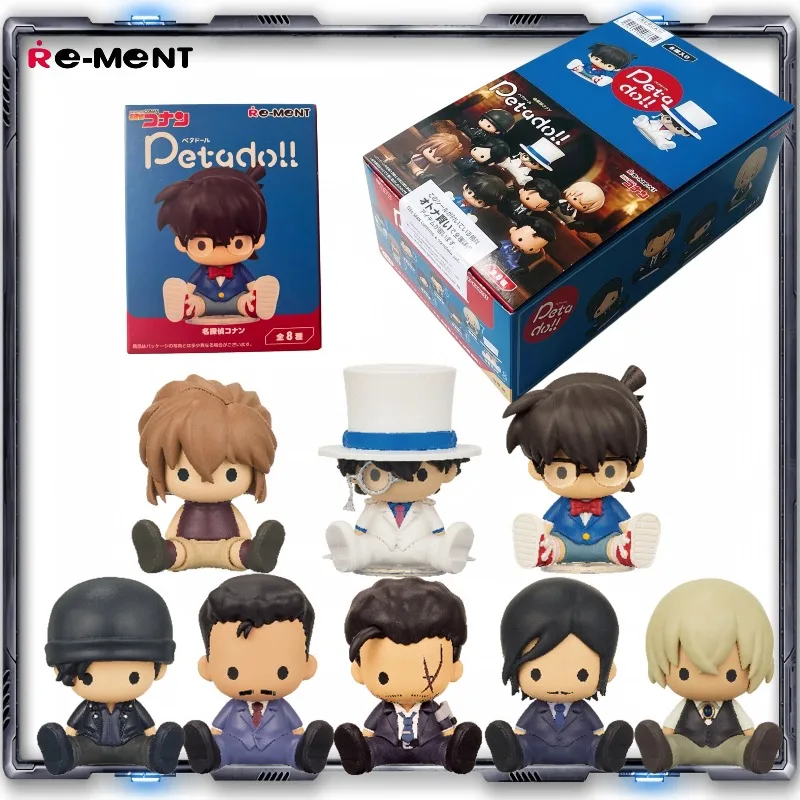 Re-ment Детектив Конан Петадо!! Набор из 8 милых фигурок Q-версии в закрытой упаковке: идеально для декора стола и коллекции, аниме-миниатюры