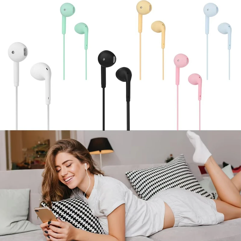 1-5pcs 3.5mm Wired Headphones In Ear Call Wire Control Earphone With Microphone Music Playback Headset For Cellphones Earbud