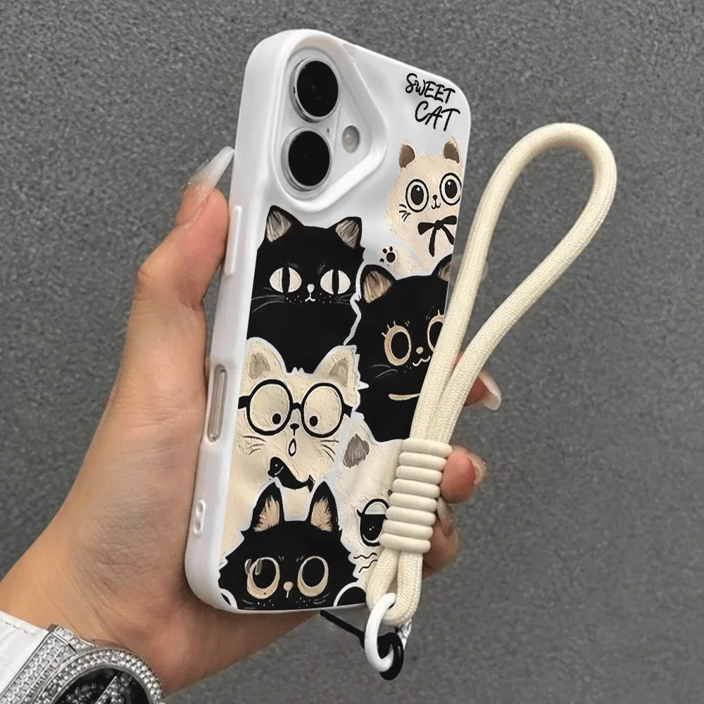 Cute Cartoon Wrist Strap Silicone Case - Чехол для телефона с ремешком на