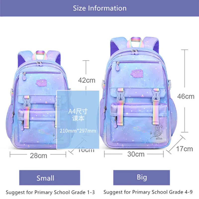 Basisschooltassen Voor Meisjes Koreaanse Stijl Schattige Boekentas Kinderen Waterdichte Schoolrugzak Paarse Tas Voor Kinderen Sac Mochila