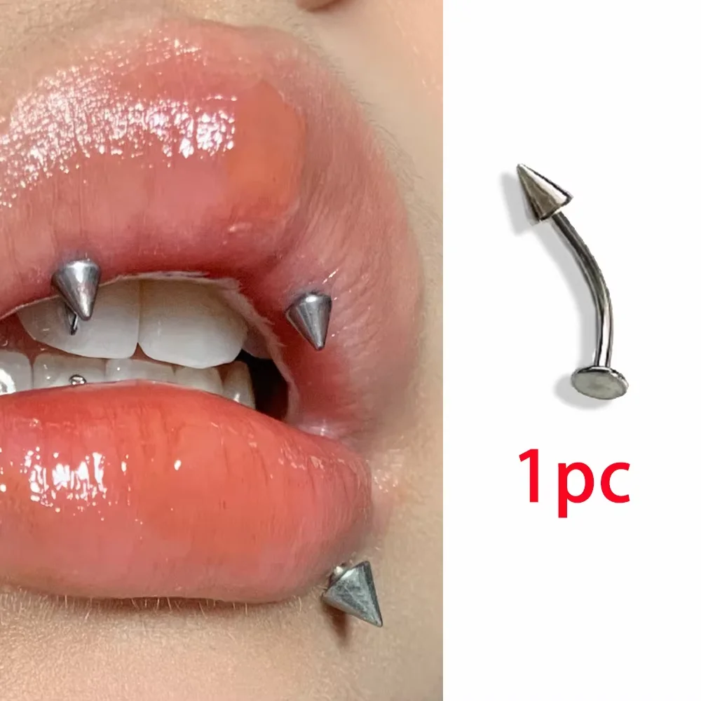 Stainless Steel Heart Link Chain C-Shaped Snake Star Labret Piercing Lip Stud