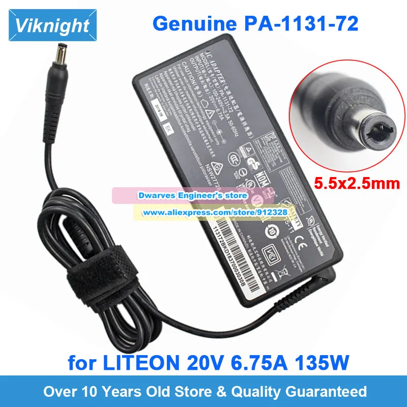 

Genuine PA-1131-72 20V 6.75A 135W Thin AC Adapter For LITEON For CHICONY A135A006LA16-135P1A Gameing Laptop Charger 5.5 x 2.5mm