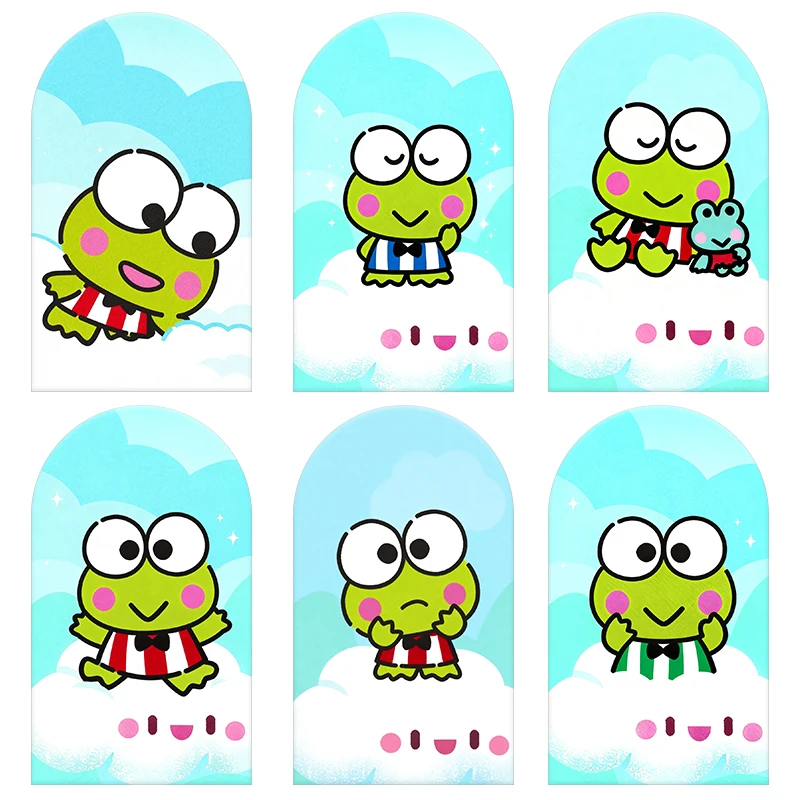 

Фон для фотозоны с милой лягушкой Кероппи и облачным небом, свежий синий декор для детского дня рождения, вечеринки в честь рождения ребенка