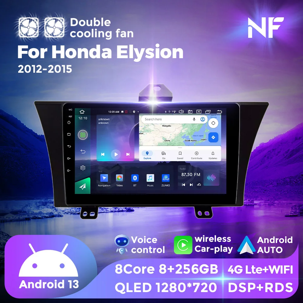 

NF Android 13 QLED Car Radio For Honda Elysion 2012 - 2015 Autoradio Multimedia Player GPS For Wireless Carplay Android Auto RDS