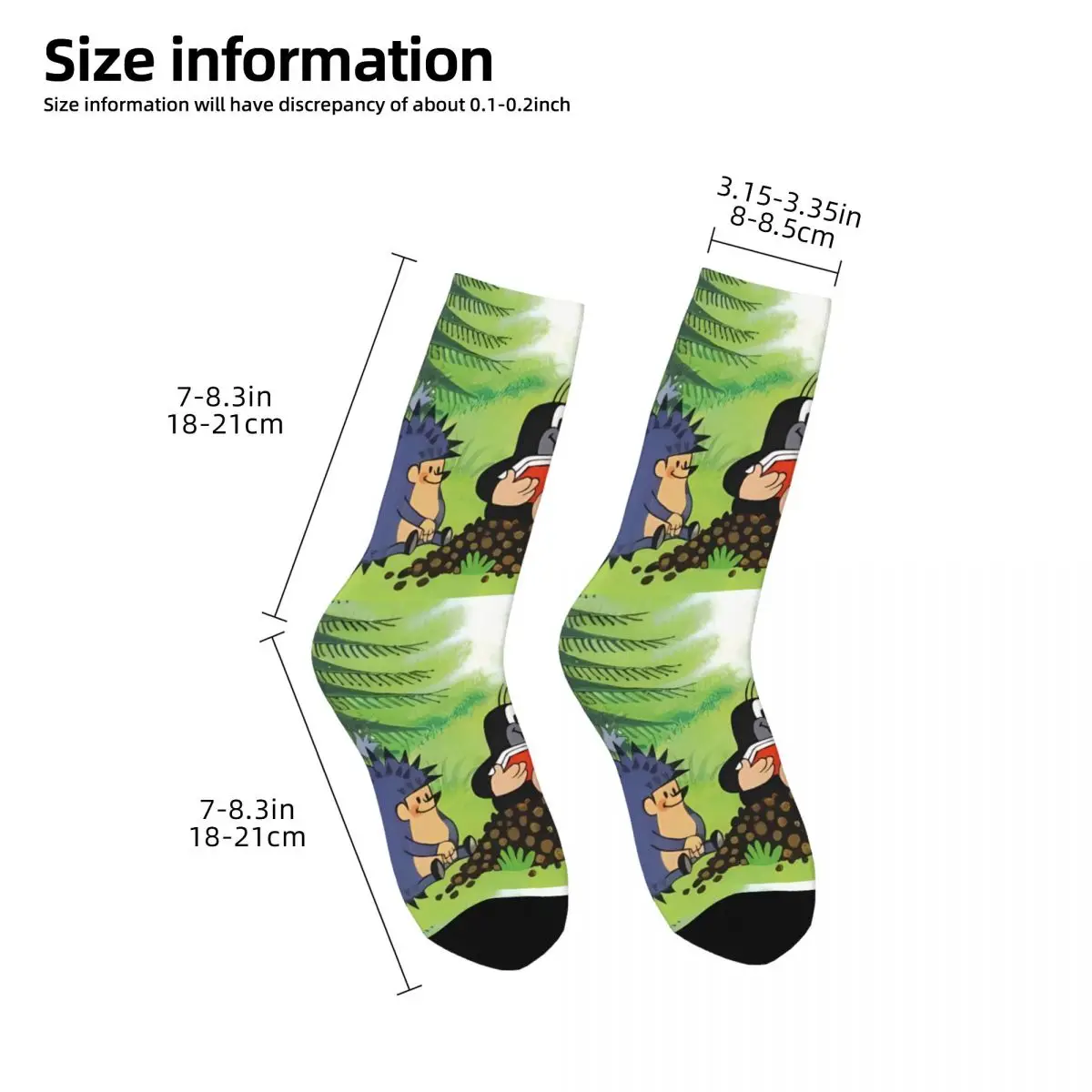 Retro Style Men's Socks The Little Mole Unisex Harajuku Seamless Printed Happy Crew Sock Gift