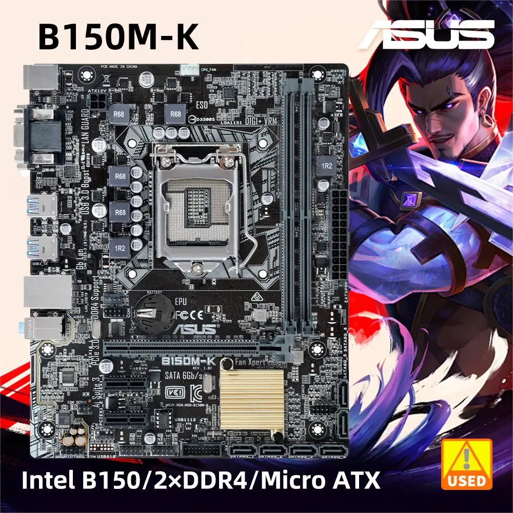 B150 Motherboard ASUS B150M-K With Box for Core i5 6500 7500 6600 7600 LGA 1151 Motherboard for Core i3 6100 7100 i7 6700 7700