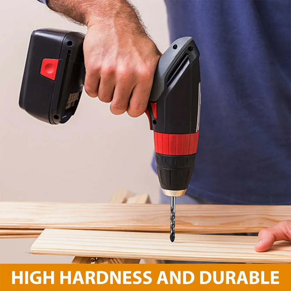 

Сверление эффективно с помощью 7 твердосплавных треугольных бит для стекла, бетона и керамики. Подходит для всех сверл.