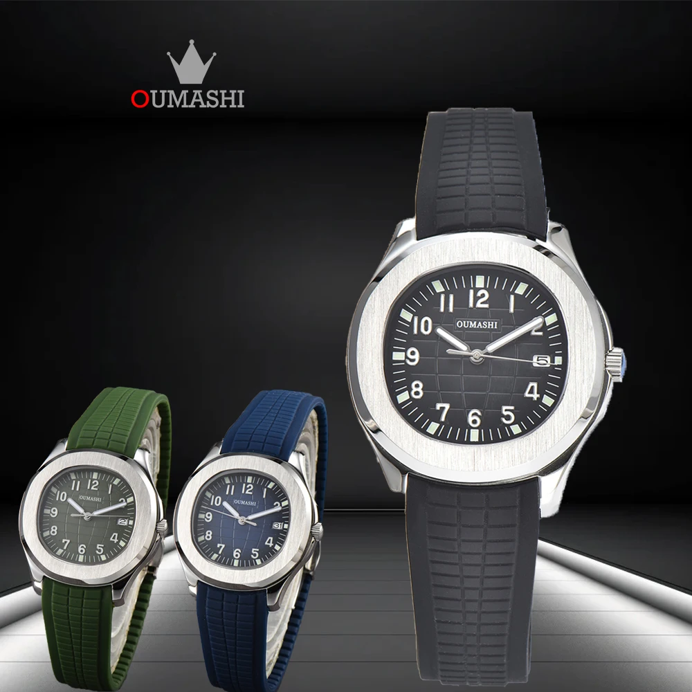 OUMASHI 40mm Men's Watch New Men Luxury Automatic NH35A Stainless Steel Leisure Simple Sapphire Glass Waterproof Watch