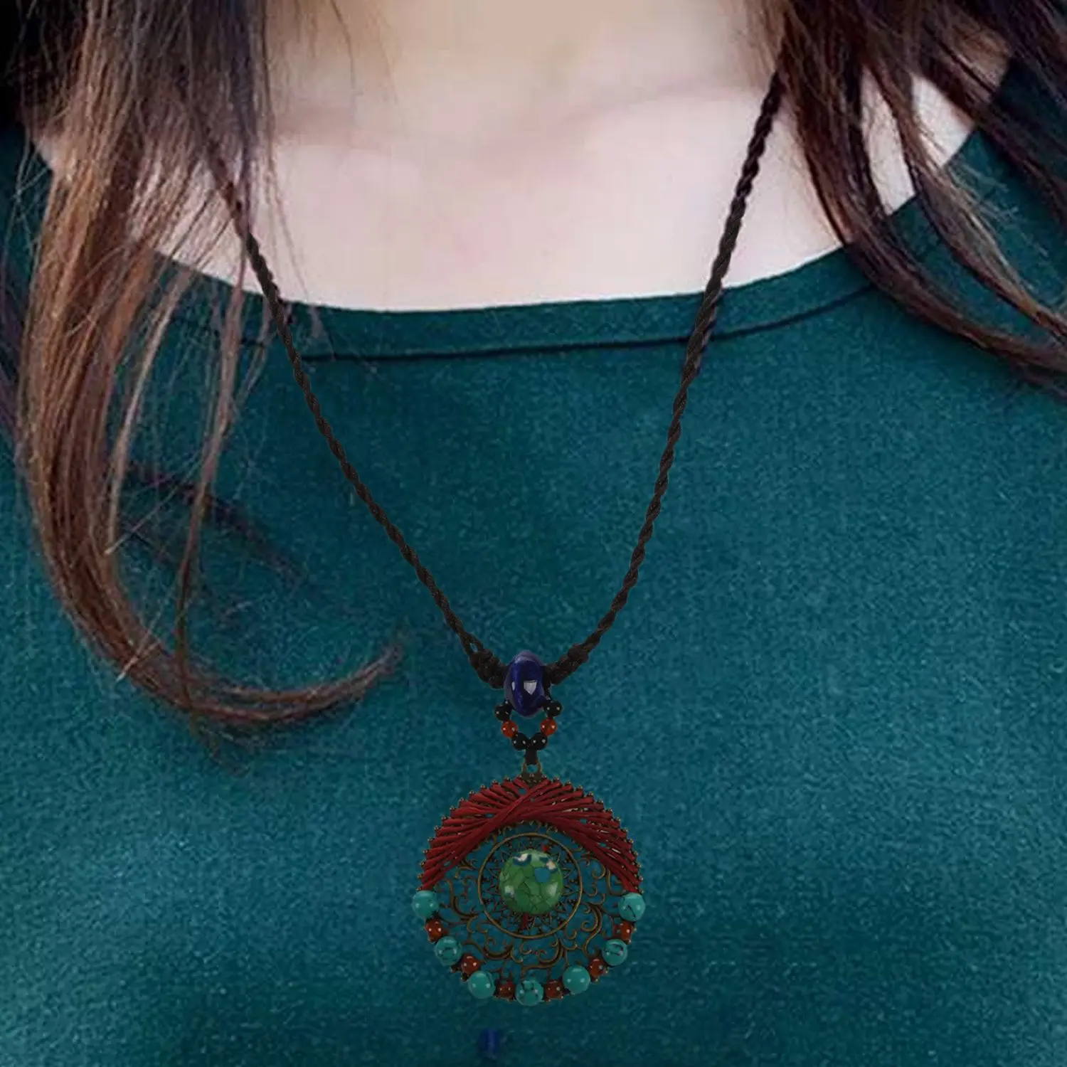 Ethnic Style Accessories Hand-Knitted Pine Wax Line Bohemian Style Necklace Sweater Chain