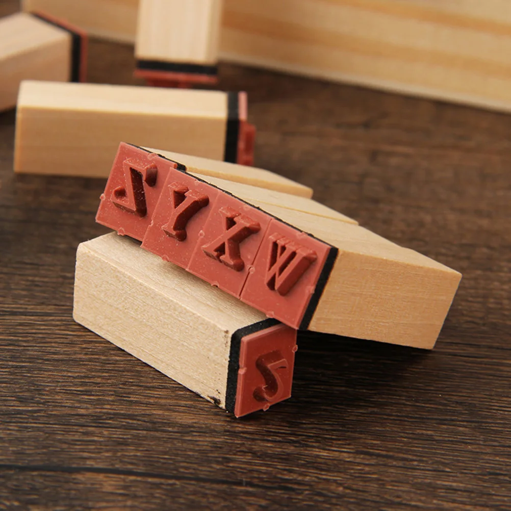 

45pcs Wooden Stamp Set English Number Seal Stamps Kids Encouragement Stampers Scrapbook Craft Birthday Party Rewards Storage