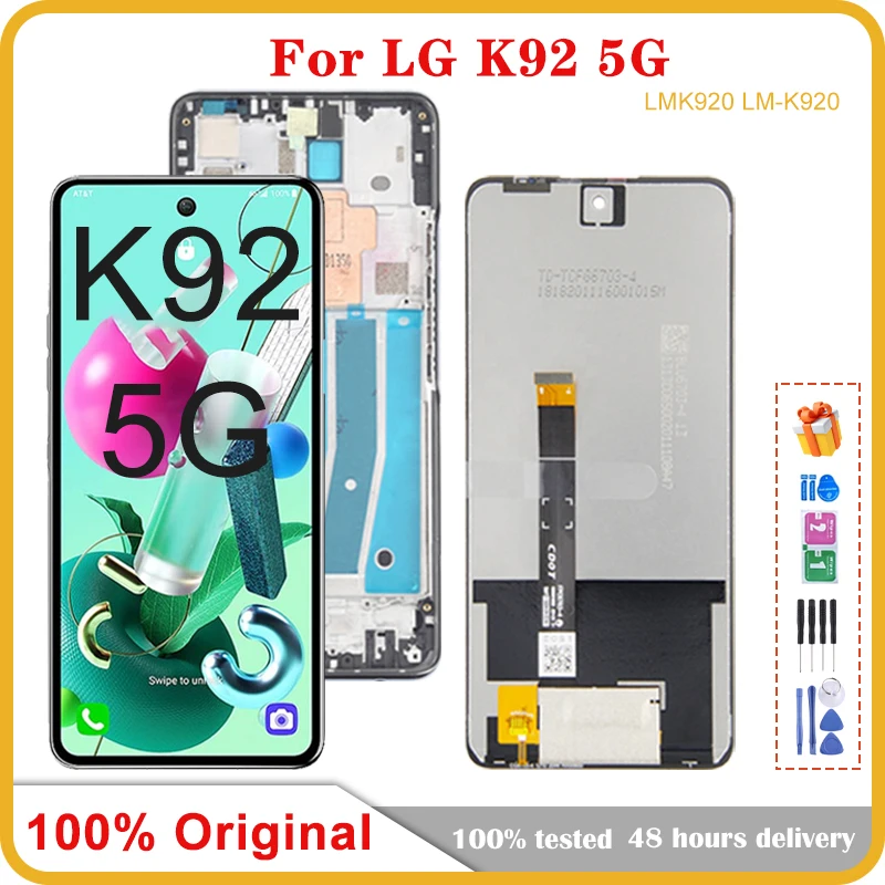 

Original For LG K92 5G LMK920 LCD Display Touch Screen Digitizer Assembly With Frame For LG K92 Lcd Replacement