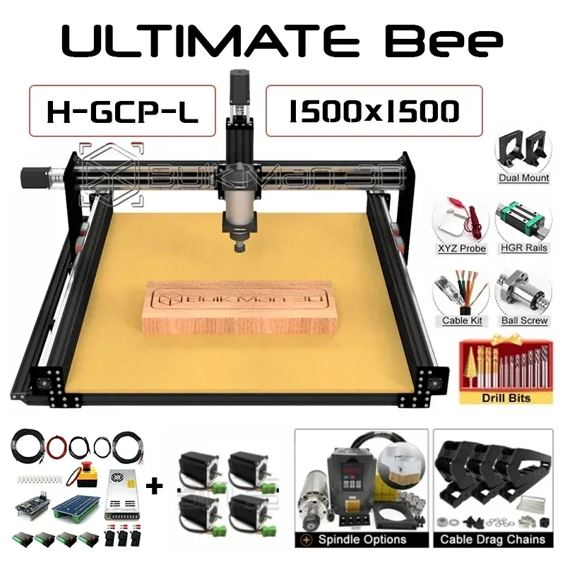 20%OFF BulkMan 3D Black 1500x1500 ULTIMATE Bee CNC Machine Full Kit with High Torque GRBL Control  CNC Wood Router engraver