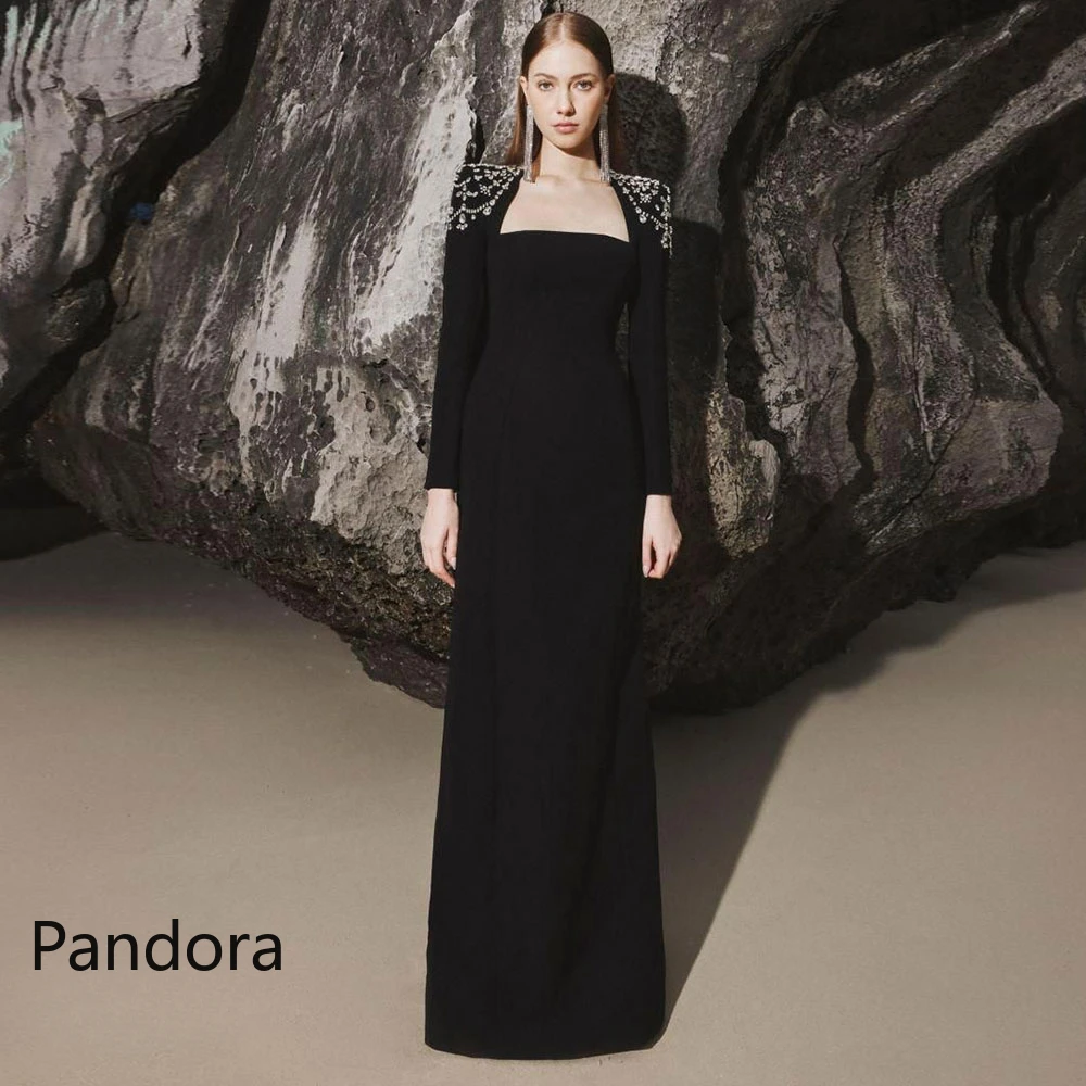 

Pandora Square-Neck Prom Dress Long Sleeves With Floor Length Evening Dress Women Wedding Party Formal Gowns Arabia2024