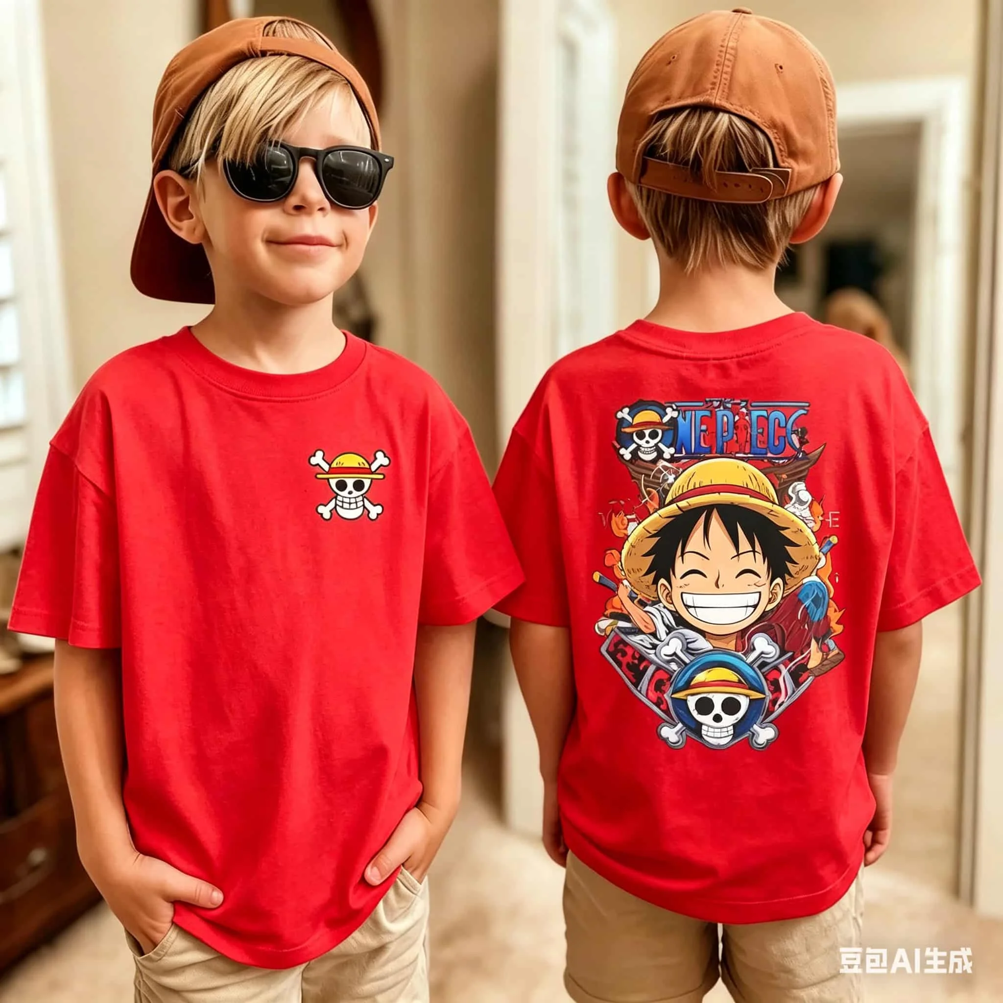

One Piece Japanese Anime Printed Men's T-Shirt Roronoa Zoro Boy Children's Harajuku Short Sleeve Luffy T-shirt Family Matching