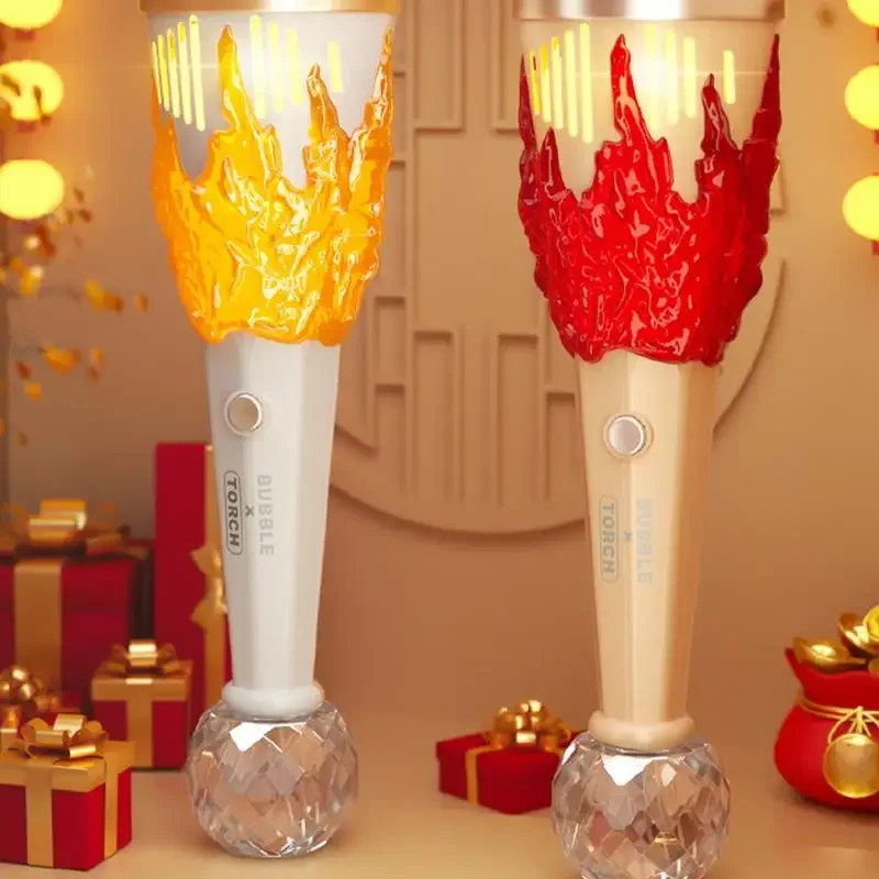 Machine à bulles torche bâton à bulles lumière portable musique enfants jeu de plein air pistolet soufflant savon bulle jouets pour enfants cadeaux de noël