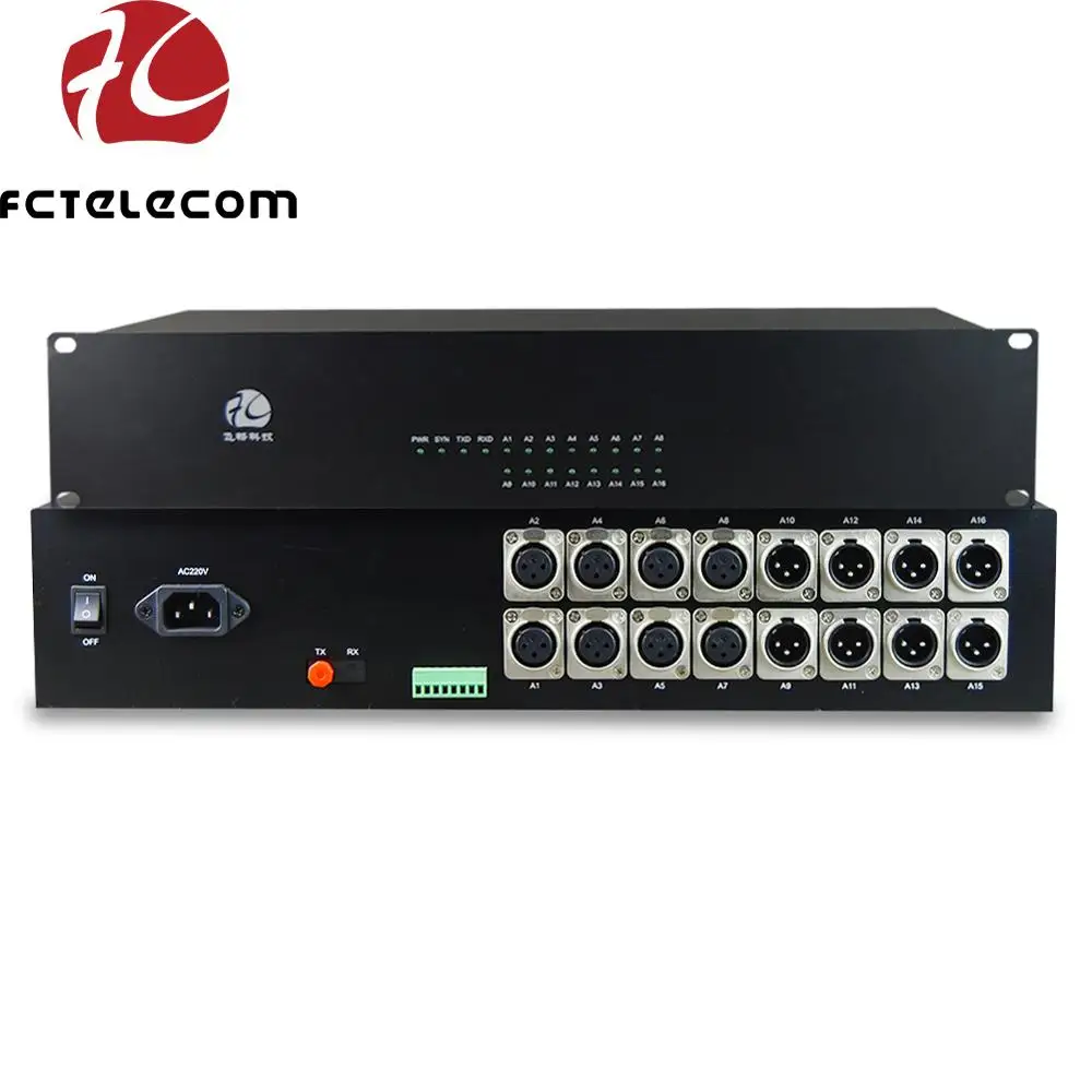 16 قناة بث صوت XLR عبر محول الألياف الضوئية