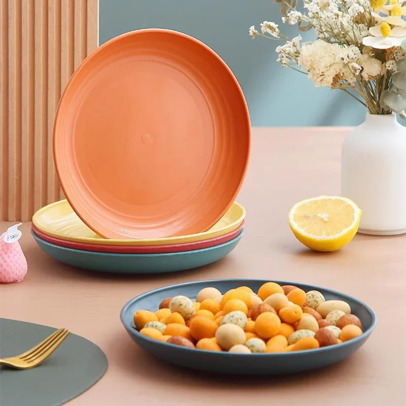 New Dessert Plate Wheat Straw Tableware Spit Bone Dish Household Bone Table Garbage Sorting Plate Fruit Snack Dish Cake Dish