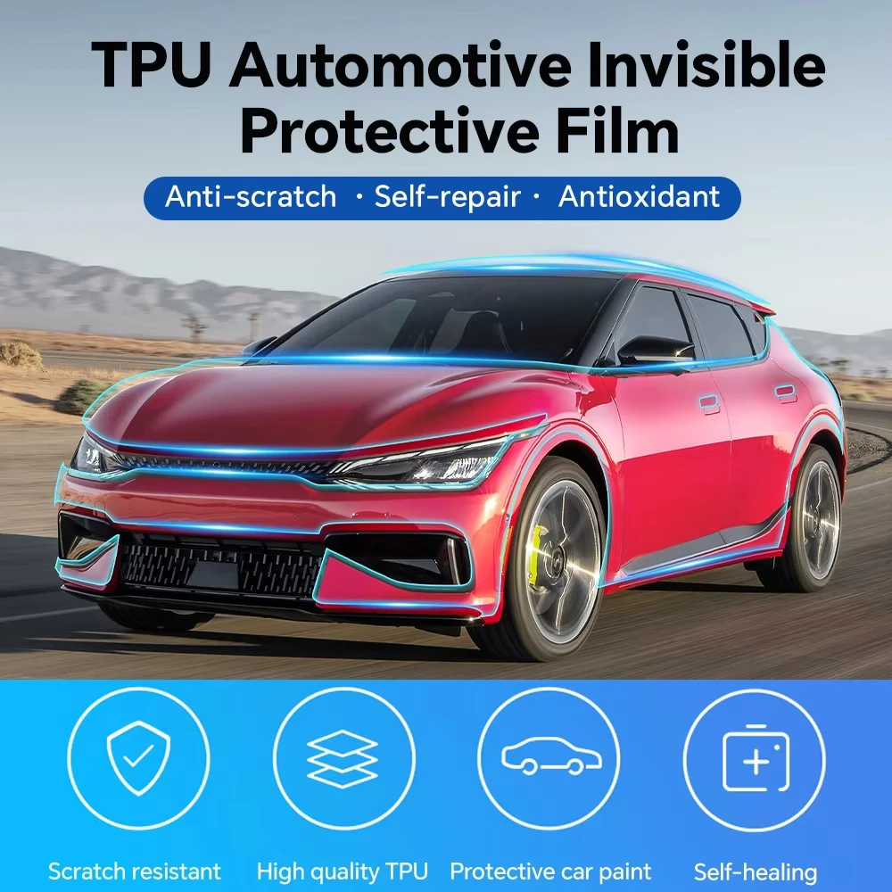 

For KIA EV6 GT-Line 2022 2023 TPU Paint Protection Film Self-Healing Clear Bra Pre-cut PPF Kit Car Body Anti-Scratch Resistant