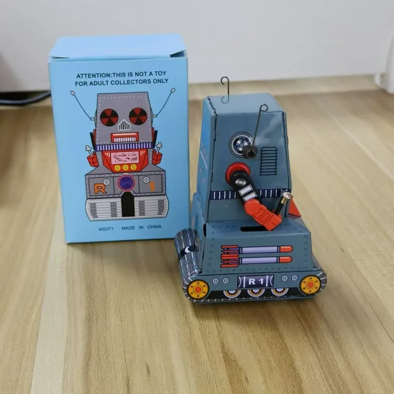 [Zabawna] Klasyczna kolekcja Retro Mechanic Wind up Metal Walking Tin Tank sonda księżycowa robot recall Mechaniczna zabawka prezent dla dzieci