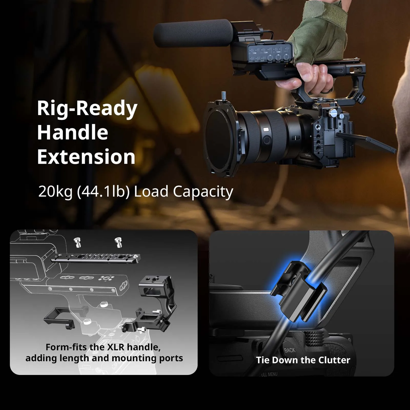 SmallRig FX5 "HawkLock" Kamera-Cage für Sony FX5 mit Klemme für HDMI-Kabel, Top-Platte mit 1/4"-20 / 3/8"-16 Arca-Typ Schnellwechselplatte – Detail 16