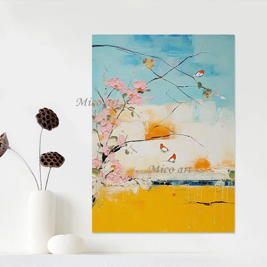 

Beautiful Abstract Bird Landscape Art Painting Canvas Natural Scenery Decor Picture Wall Frameless Office Artwork Acrylic Design