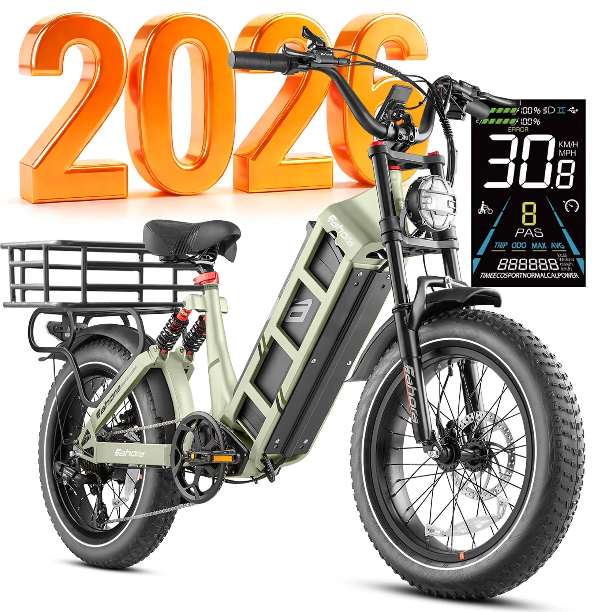 2026  Pro 2 Electric Bike for Adults, Peak 5400W Dual Motor, 43Mph, 60V 70Ah Battery for 220 Miles Range, 20" Fat T image 1