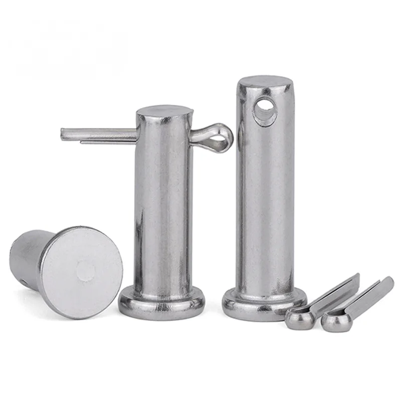 304 Stainless Steel with Hole Pin Shaft Cotter Pin Set Flat Head Cylindrical Pin Plug Pin Positioning Pin M3 M4 M5 M6 M8 M10