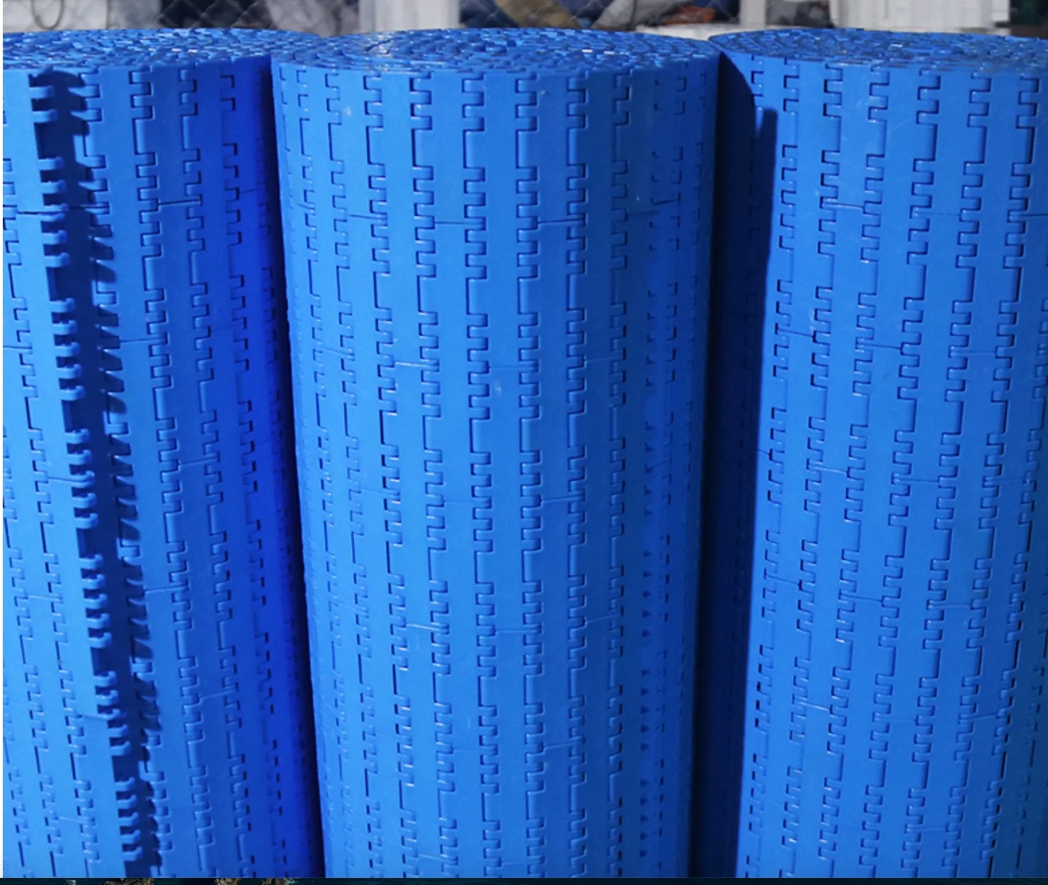 Customized -Pitch:25.4mm Blue-Modular Conveying Plastic Mesh Belt Chain Plate PP Food Grade POM Abrasion Resistant Conveyor Belt