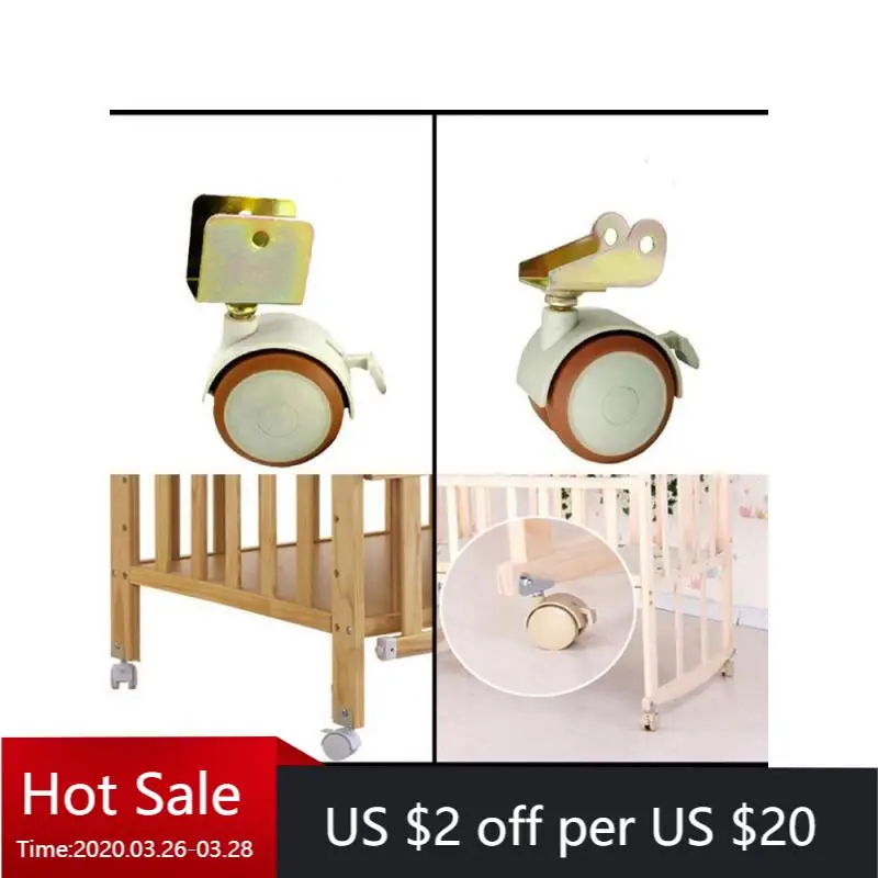 

4 Packs Universal Caster Wheels Solid Wood Crib P-Shaped Splint Inserting Rod Screw-on Rubber Coated Turnover Casters for Cribs