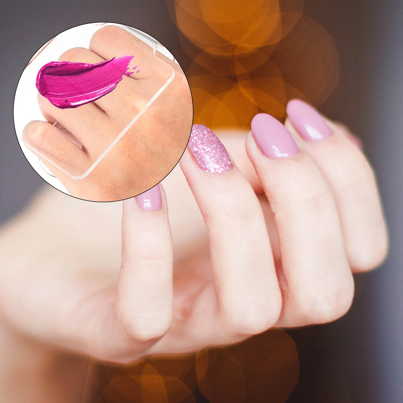 

2Pcs Nail Art Color Palettes Clear Mixing Plates Handheld Ergonomic Design for Personalized Makeup Formulas Salon Use