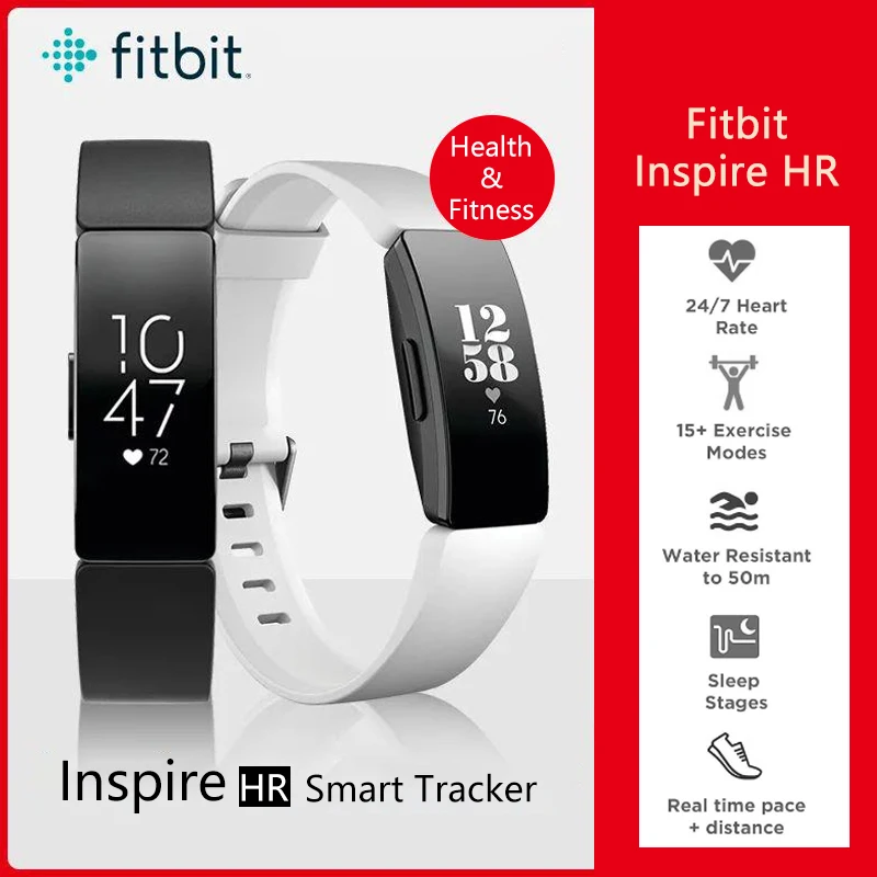 Fitbit Inspire HR Health & Fitness Tracker Smart Band Sleep Swim Tracking/Heart Rate Waterproof Sports Bracelet Smartwatch