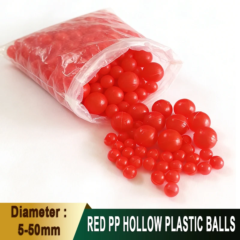 10-1000Pcs Red Polypropylene PP Hollow Plastic Balls Floating Sphere Precision Balls Diameter 5/6/6.5/8/10/12/15/20/50mm