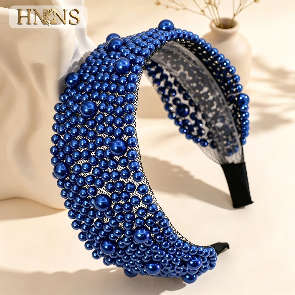 HNYYX Full Beaded Bridal Headband Handmade Wedding Wide Hair Hoop Women Hair Accessory Prom Evening Party Hairstyle Decor A451