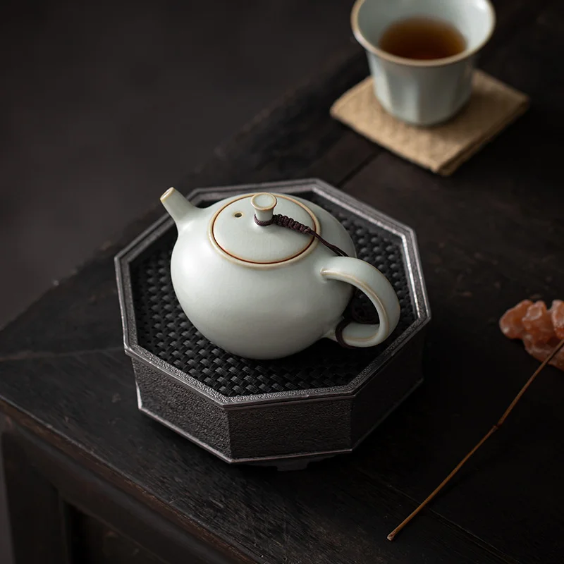 200ml Boutique Ru Kiln Ceramic Teapot Handmade Household Ball Hole Filtration Kung Fu Teaset Tea Ceremony Accessories Beauty Pot