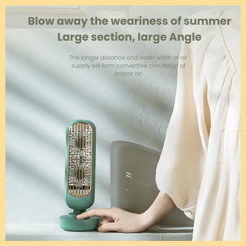 GOOD-New Stand Mini USB Fan Battery Rechargeable Tower Table Fan Type-C Portable Desktop Air Cooler For Home Study Camping