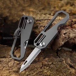 High Quality Titanium Alloy Multifunctional Keychain Men Portable With Folding Small Knife Car Key Chain Outdoor EDC Gadget