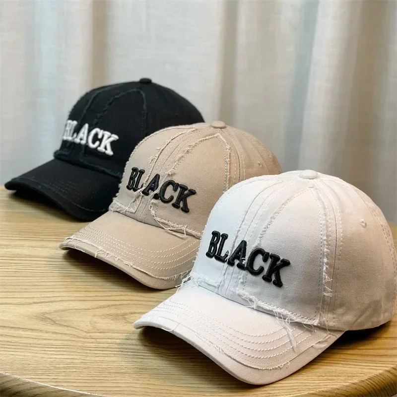 

Fashion Letter Embroidered Baseball Cap Sunshade Unisex Burr Edge Treatment Hip Hop Cotton Breathable Trucker Duck Tongue Cap