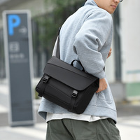 Waterproof leather film flip cover lock single-shoulder bag for men, flat storage, and large-capacity crossbody square backpack