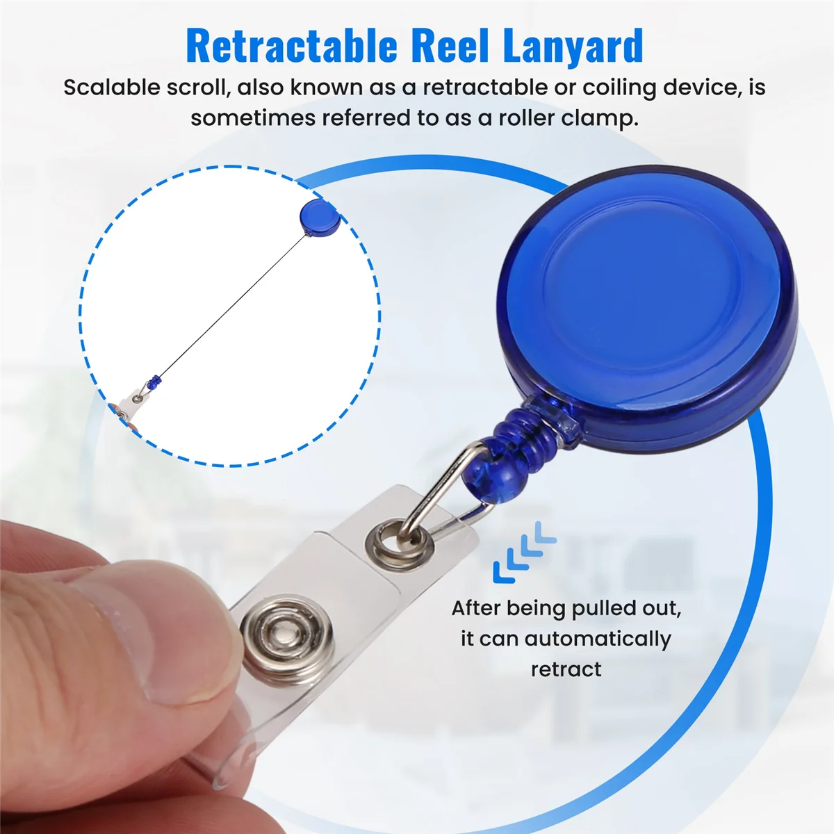 10 Retractable Reel ID Badge Lanyard ชื่อแท็กคีย์การ์ดผู้ถือเข็มขัดคลิปสี: สีฟ้าจํานวน: 10 ชิ้น