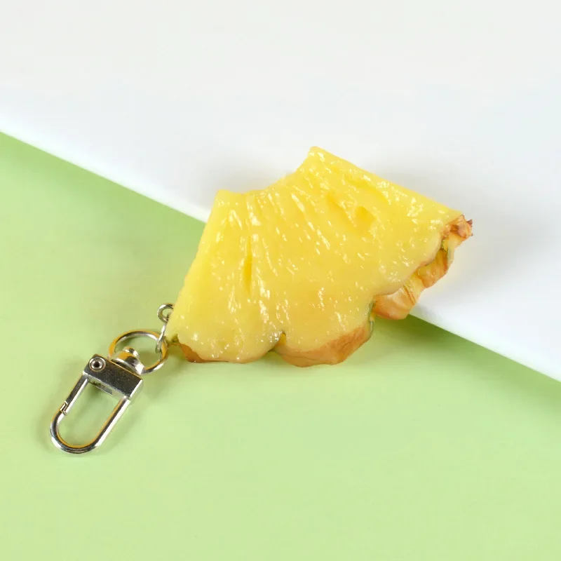 Pineapple Slice Keychain Creative Fashion Simulation Fruit Food Model Car Phone Bag Pendant Ornaments Gift Trinkets Llaveros