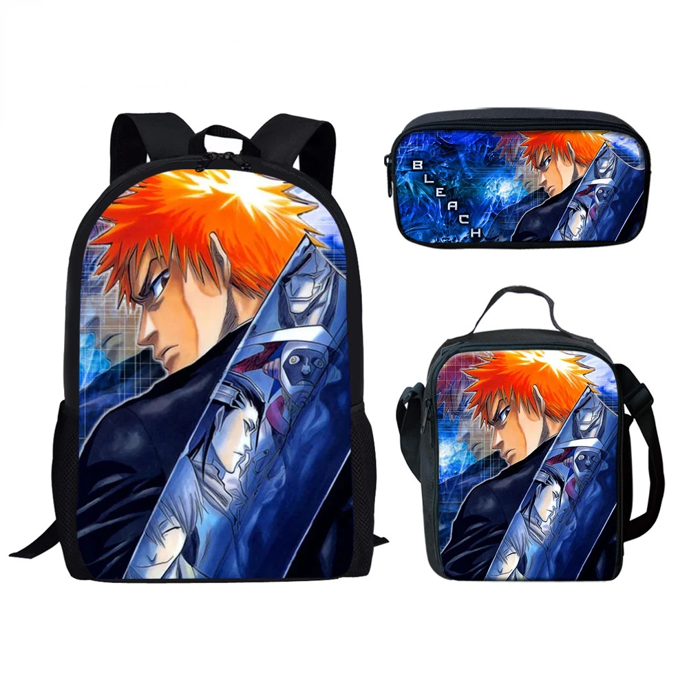 

Classic Creative Funny Japanese Anime Bleach 3D Print 3pcs/Set pupil School Bags Laptop Daypack Backpack Lunch bag Pencil Case