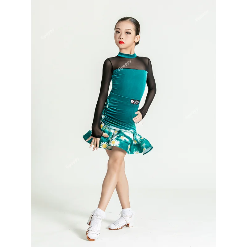 

Tango Latin Dance Dress Girls Samba Salsa Dance Skirt Kids Professional Competition Ballroom Dance Dresses